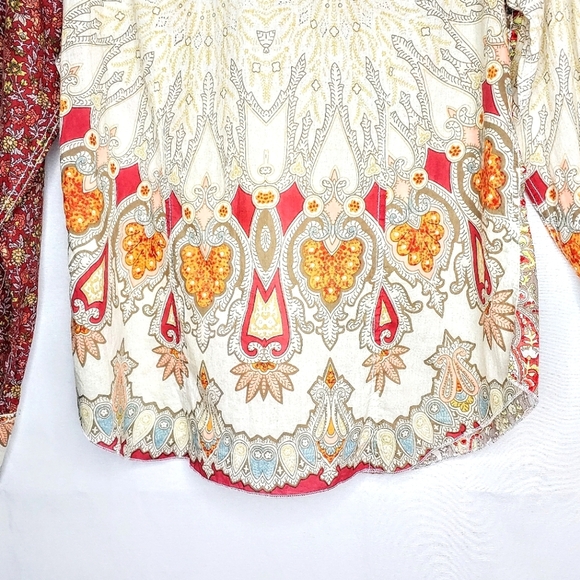 Cino designer button front, long sleeve top. Medium, Multi colored. - Picture 16 of 16